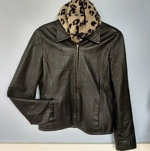 Saki Black leather zipper jacket